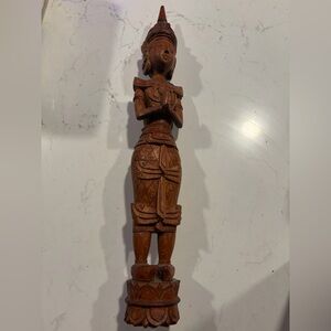 Vintage Wood Carved Buddha Praying Approx. 21 inch tall